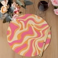 thumbnail image 3 of Pink Orange Round 15 Inch Placemats Set of 2, Art Abstract Modern Geometric HeatResistant Non Slip Place Mats for Dining Table, Wipeable Braided Kitchen Table Mats for Housewarming, 3 of 9