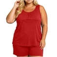 thumbnail image 4 of Ynynloco Womens Plus Size Sleeveless Pajamas Set Casual Loose Sleepwear Soft Pj Sets Tank Top and Shorts 2 Piece Loungewear XL-5XL, 4 of 9