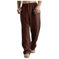 thumbnail image 2 of Mens Pants Casual Basic Classic Elastic Waist Trousers Elastic Stretch Workout Comfort Waist Pants Summer Cool Clothing Coffee Size XXL, 2 of 7