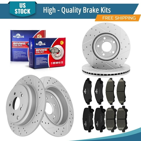 YXPCARS 12PCS Brake Kits, Brake Rotors Ceramic Brake Pads for Honda Pilot 2009-2015 Acura MDX 2007-2013 ZDX 2010-2013, Front Rear (31468 31469 D1280 D1281)