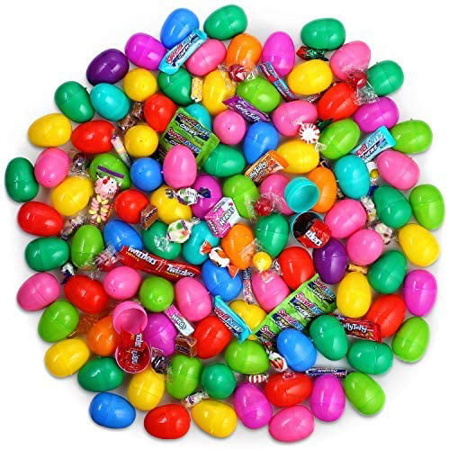 Easter Assorted Candy Basket Stuffers Surprise Filled Easter Eggs with Candy Inside WALLA pre Stuffed Easter Egg 24 Bulk Candy Filled Surprise Egg for Kids Easter Party Favor Bags 
