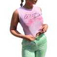 thumbnail image 1 of VISgogo - Camiseta sin mangas para mujer, con estampado de corazón y letras para adultos, sin mangas, cuello redondo, ajuste delgado, camisetas cortas VISgogo moda, 1 of 9