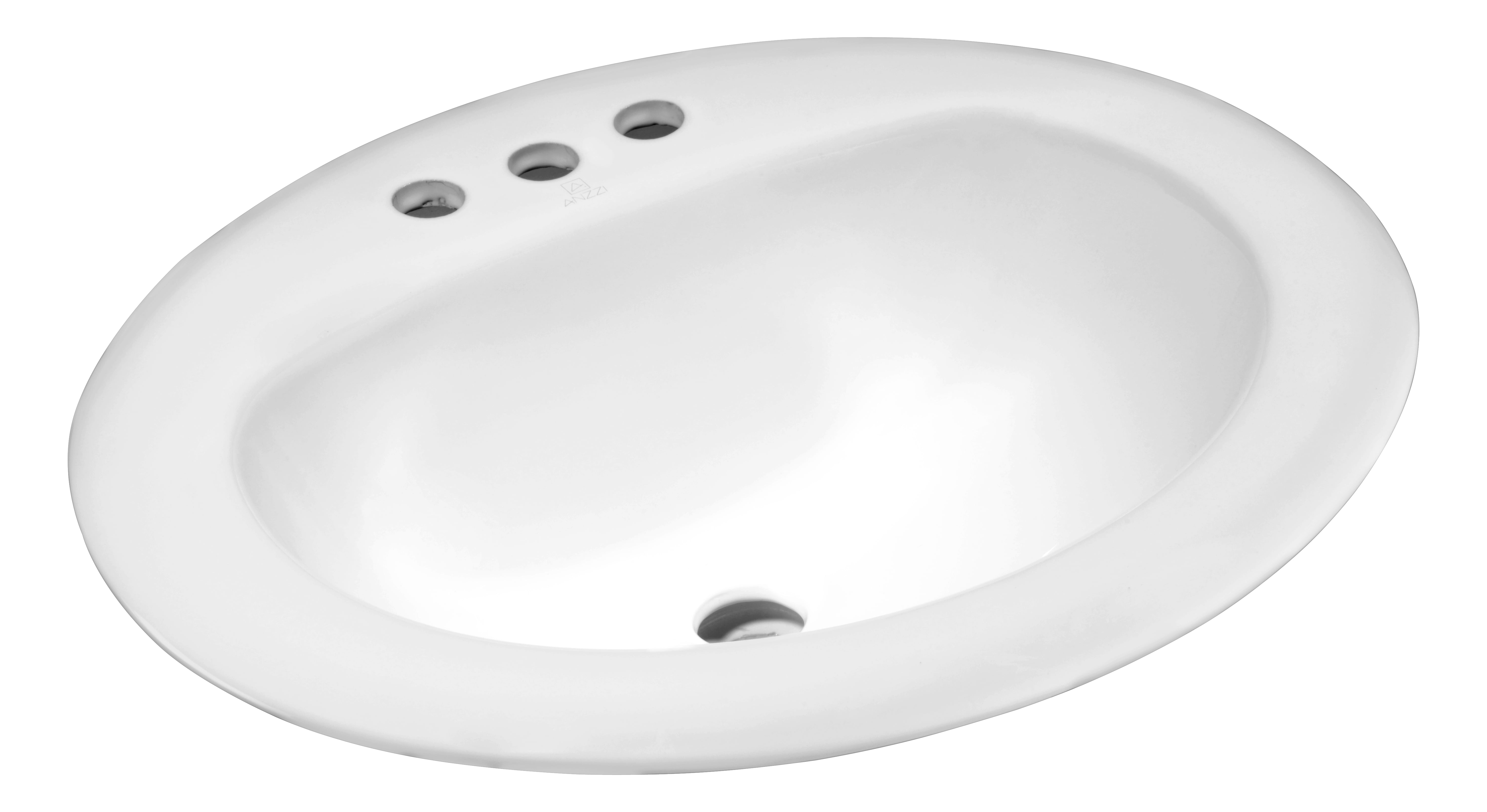 Anzzi Ls-Az097 Cadenza 20-1/2" Oval Vitreous China Drop In Bathroom Sink - White
