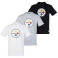 thumbnail image 1 of NFL Paquete de 3 Playeras Pittsburgh Steelers para Hombre, Talla Chica, 1 of 4