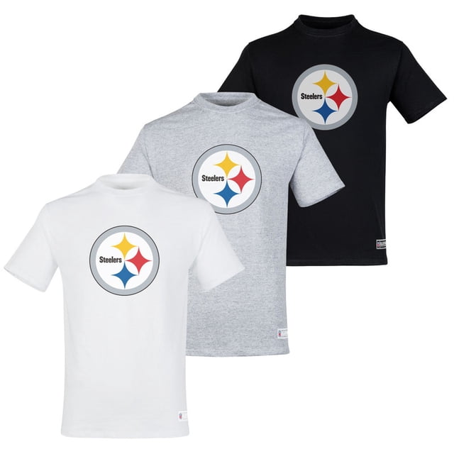 NFL Paquete de 3 Playeras Pittsburgh Steelers para Hombre, Talla Chica