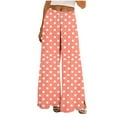 thumbnail image 2 of HongQid Womens Wide Leg Pants Elastic Drawstring Beach Vacation Palazzo Loose Polka Dots Printed Comfy Trousers with Pockets, 2 of 6
