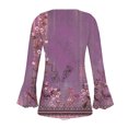 thumbnail image 4 of JINMGG Womens Tops,Women's Fashion Casual Round Neck Long Sleeved Button Print Top Blouse,Purple S, 4 of 5
