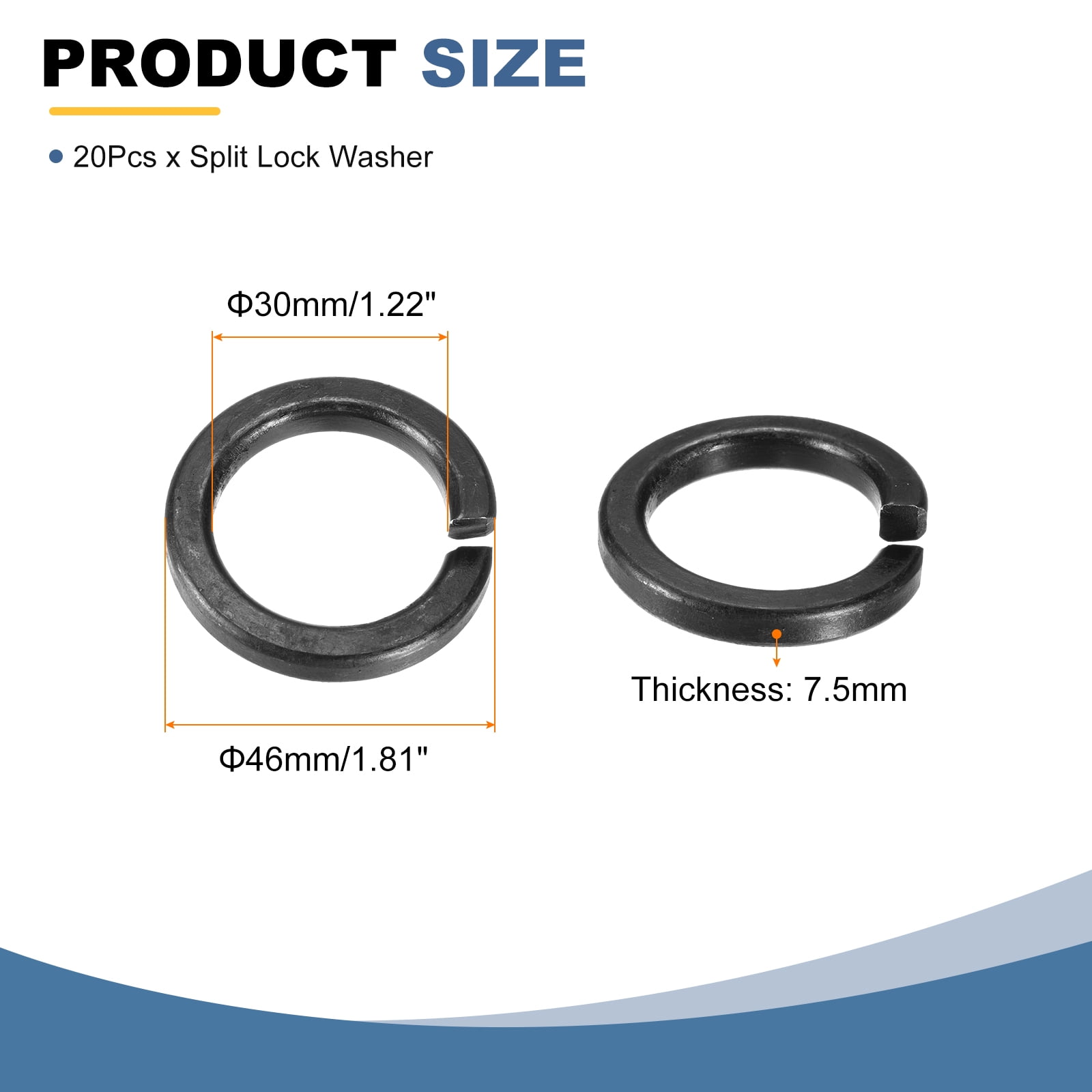 20 Pcs M30 Split Lock Washer Spring Lock Washer 30.9mm ID 46mm OD 7.5mm Thick