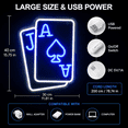 thumbnail image 4 of Playing Cards Neon Signs 15.8"x 11.8" Led Sign Gamer Neon Light USB Powered Switch Light up Sign Wall Neon Sign for Wall Decor Bedroom Bar Shop Hotel Christmas Birthday Party, 4 of 7