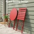 thumbnail image 6 of Yardgrace 3-Piece Folding Patio Bistro Set, Small Metal Outdoor Table and 2 Chairs Set, Weather-Resistant Balcony Furniture, No Assembly Required, Red, 6 of 8