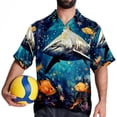 thumbnail image 4 of Starry Shark Men's Hawaiian Short Sleeve Printed Button Down Poplin Casual Summer Beach Shirt, Unisex, 4 of 6