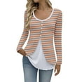 thumbnail image 2 of Ounisa Women's Blouse False Two-Piece Long Sleeve T Shirt for Women Trendy Tops Crewneck Stylish Fake Two Piece T Shirt, 2 of 6
