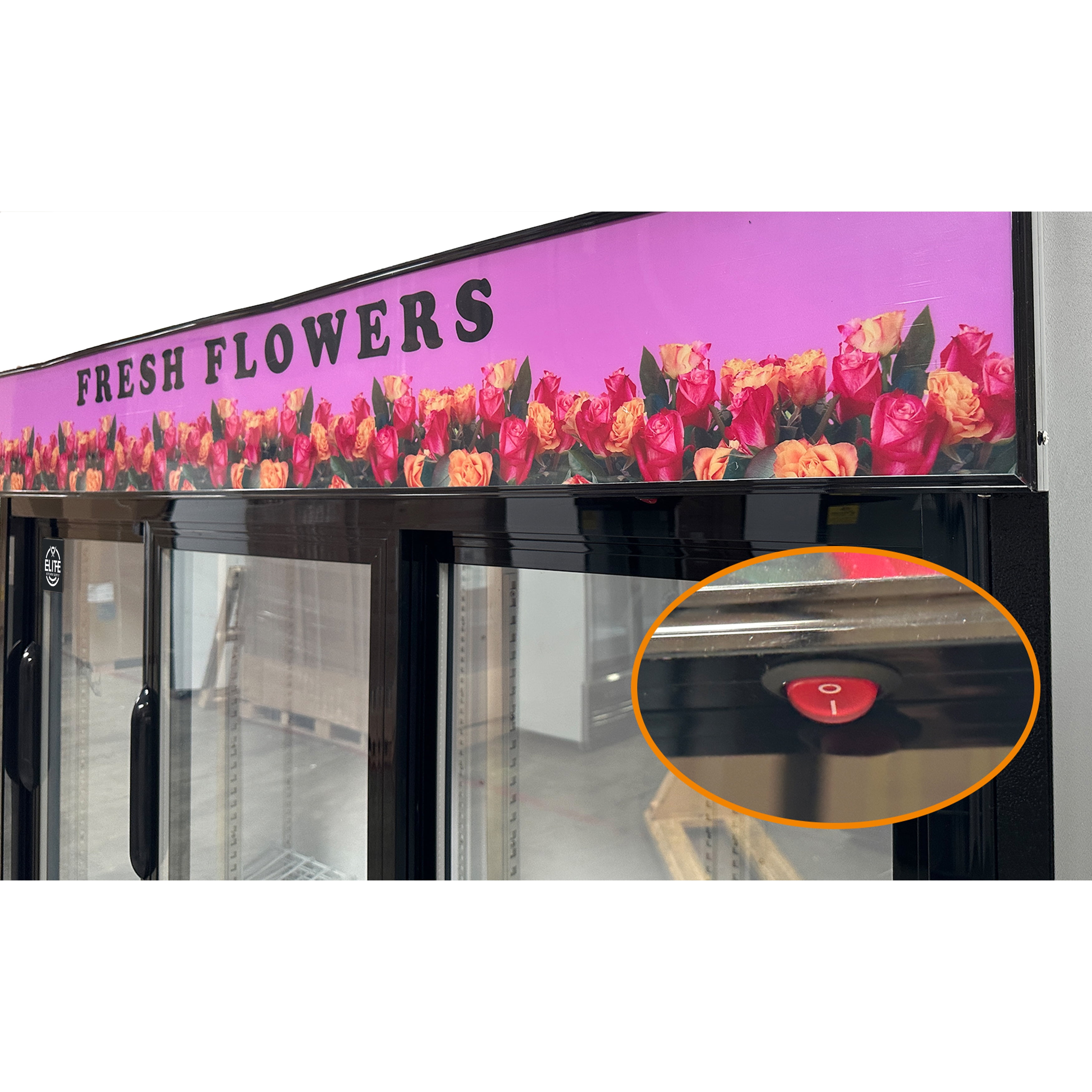 78” 3-Door Commercial Flower Display Refrigerator, 60 Cu.Ft. Floral Cooler, LED Light, Black Exterior, NSF Certified, R290 Eco Refrigerant