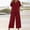 Pants-121Wine, variant on Gamivast Pants Sets Women 2 Piece Outfits Short Sleeve Button Top and Cropped Wide Leg Pants Elastic Waist Casual Lounge Matching Sets Summer Vacation Wear