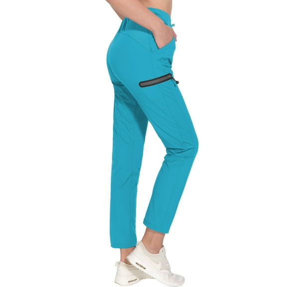 Little Donkey Andy Women's Ultra Stretch Quick Dry Lightweight Ankle Pants Drawstring Active Travel Hiking Blue Atoll S