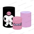 thumbnail image 4 of Fondo rosa Kuromi Hello Kitty cubierta redonda niña fiesta de cumpleaños Baby Shower Fondo foto cilindro elástico Banner Decoración, 4 of 4
