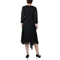 thumbnail image 3 of NY Collection Women's 3/4 Sleeve Belted Chiffon Hankerchief Hem Dress, 3 of 4