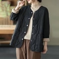 thumbnail image 4 of Women's Solid Color Round Neck Metal Button Plus Size Lightweight Coat Jacket Outerwear For Cold Weather, 4 of 4