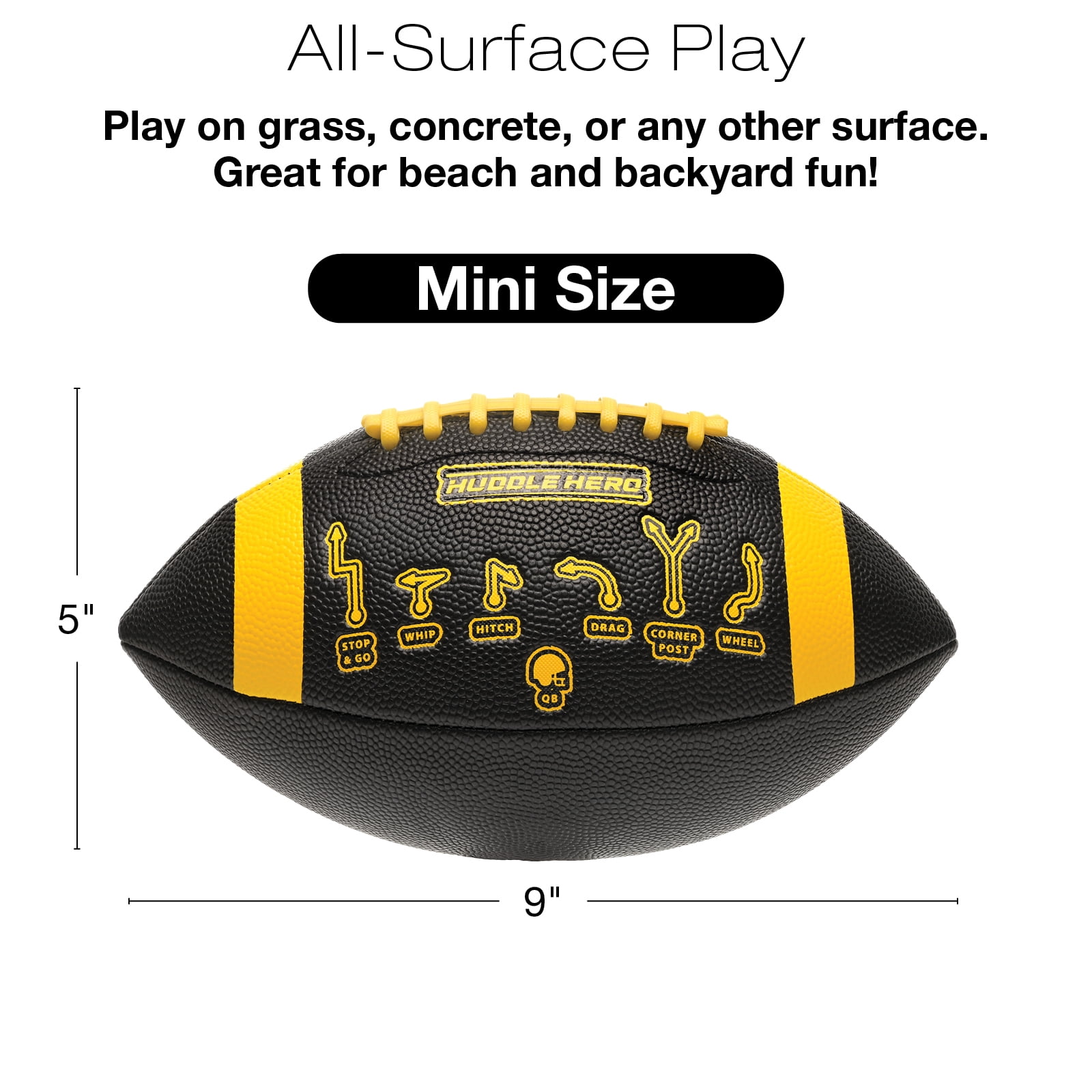 Huddle Hero Mini Football 2-Pack w/ Pump (Black/Green and Brown/White) (Black and Orange, Mini)