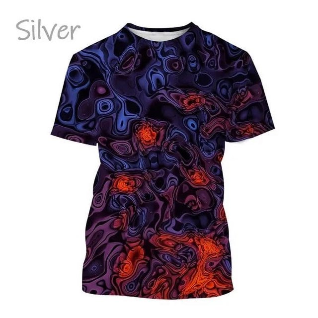 Trendy Graffiti Paint Vertigo Neon Painted Abstract 3D Printed T Shirt Colorful Hypnotic Distorted Line Unisex Short Sleeve Tees