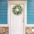 thumbnail image 4 of Okbabeha Green Wreath,Artificial Eucalyptus Leaves Wreath with Big Berries,Spring/Summer Greenery Wreath for Front Door Wall Window Decor-15”-20in, 4 of 5