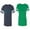 Men Navy / Women Green, variant on Better Together Unisex Couple Matching Cotton Jersey style T-Shirt Contrasting stripes on sleeves (Men Navy / Women Black) (Men S / Women S)
