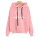 thumbnail image 3 of Gibobby Sudadera de Manga Larga el amor de las mujeres imprimió camiseta encapuchada suelta de manga larga drawstring blouse top （Rosa， XXL), 3 of 3
