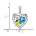 thumbnail image 2 of FB Jewels Sterling Silver Rhodium-plated Blue Topaz Peridot Diamond Pendant, 2 of 3