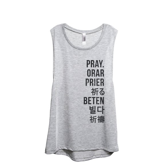 Pray Languages Women's Fashion Sleeveless Muscle Workout Yoga Tank Top Sport Grey 2X-Large