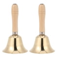 thumbnail image 1 of 2pcs Copper Bell Dinner Party Wood Handle Handbell Restaurant Call Service Bell, 1 of 8