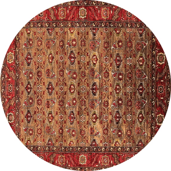 Ahgly Company Indoor Round Oriental Orange Industrial Area Rugs, 3' Round