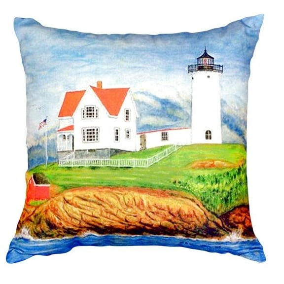 Betsy Drake Interiors Nubble Lighthouse No Cord Pillow 16x20