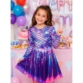 thumbnail image 3 of Lanbubble Girls Dresses Long Sleeve Mermaid Printed Casual Twirly Dress Fall Clothes 5-13 Years, 3 of 9