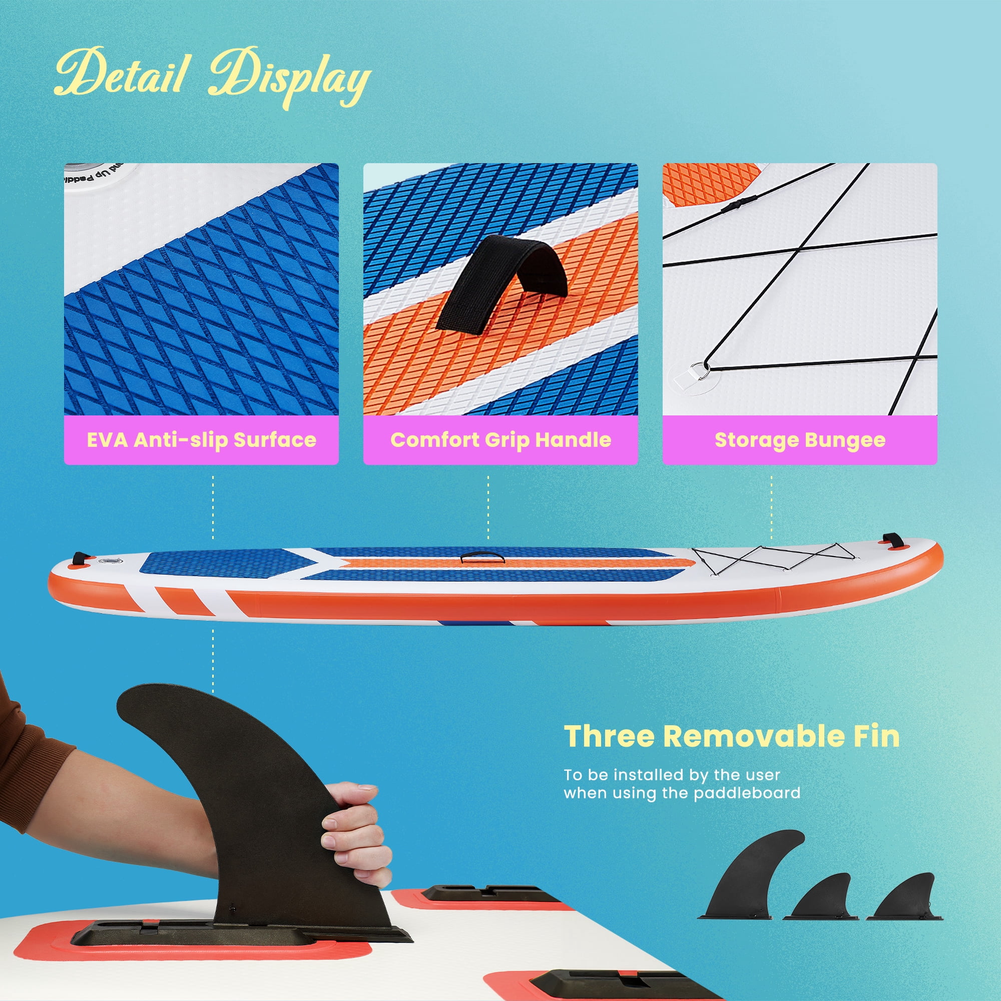 MCQ Inflatable Stand up Paddle Board Durable Advanced Material and Complete SUP Accessories Non-Slip Deck, ﻿Bule and Orange