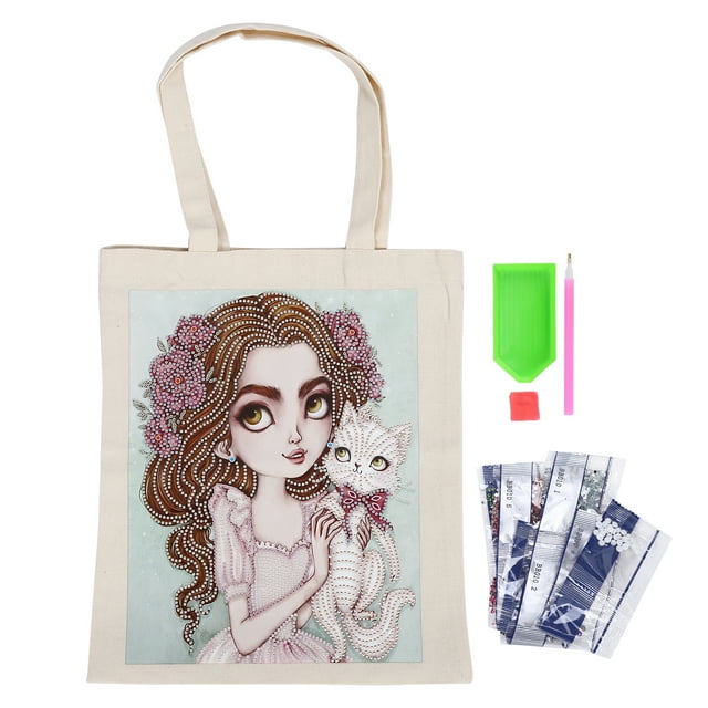 DIY Diamond Painting Shopping Bag Rhinestones Painting Tote Bag with Handles Tool SetBB010