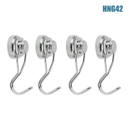 

VeliToy Swivel Magnetic Hooks Heavy Duty Neodymium Magnet Hooks 4 pcs with Scratch Proof Stickers for Home Refrigerator Kitchen(HNG42)
