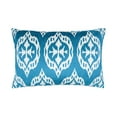 thumbnail image 1 of Mood Blue Silk Velvet Ikat Pillow, 16" X 24", 1 of 3