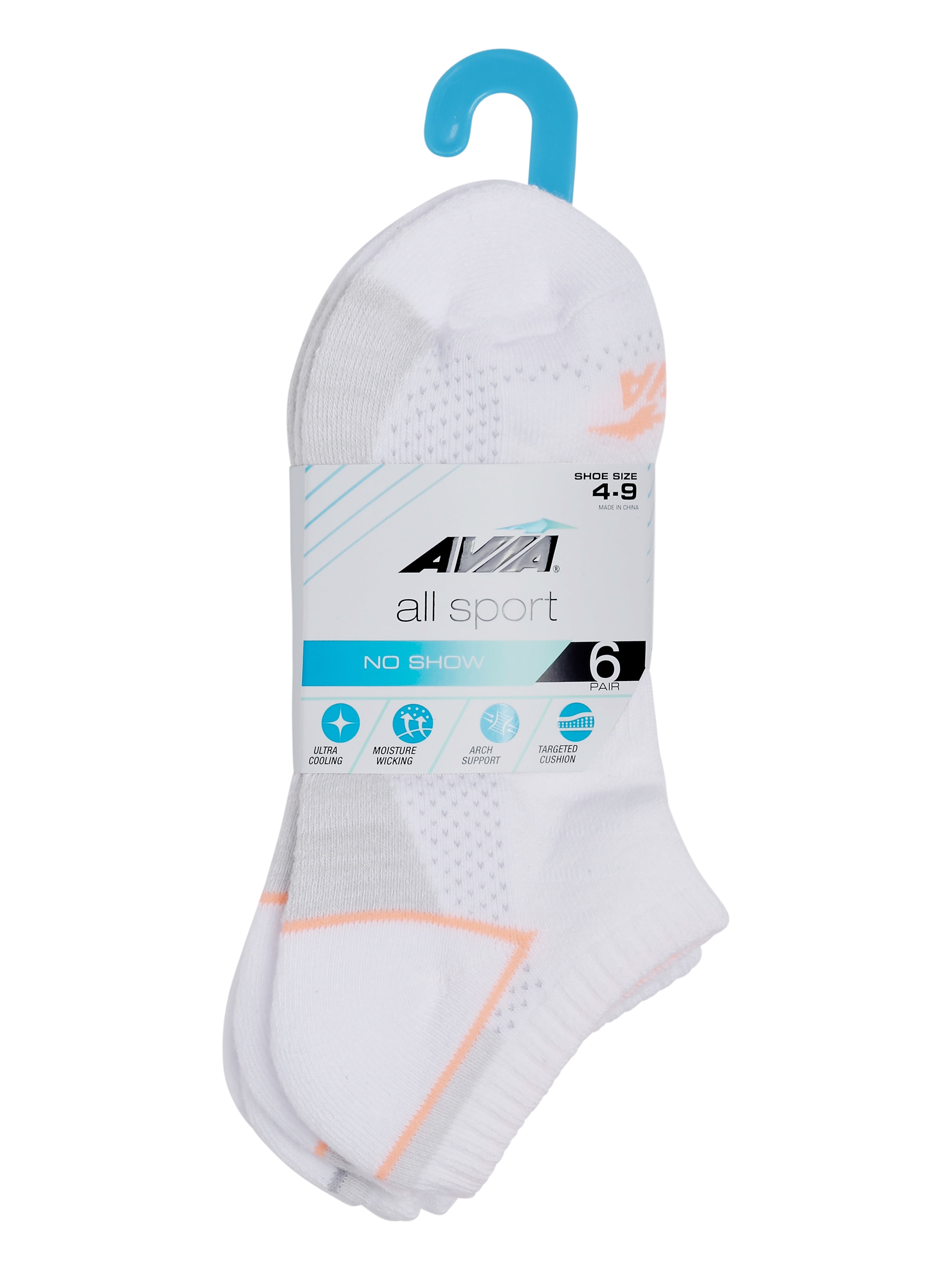 Avia Women's All Sport Cushion No Show Socks, 6-Pack