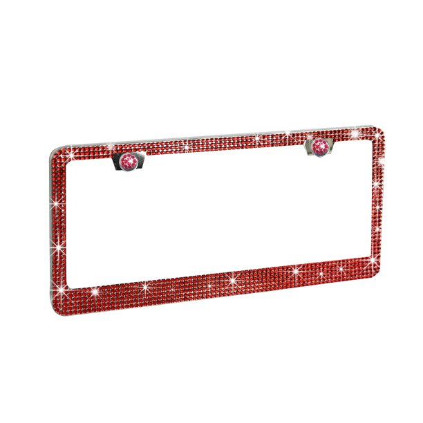 License Plate Frame Ladies Shiny License Plate Frame Stainless Steel And Accessible License Plate Frame, With Faceted Drilled