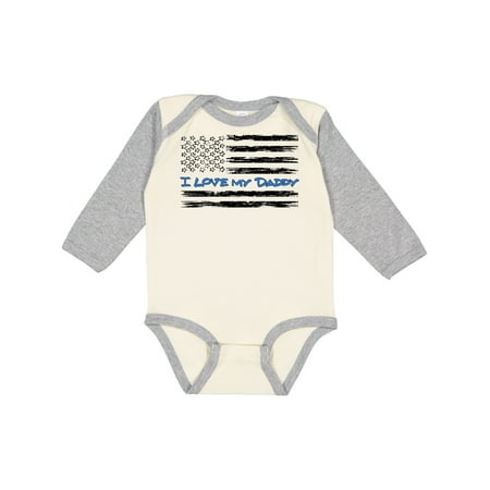 

Inktastic I Love my Daddy- Police Officer Distressed Flag Gift Baby Boy or Baby Girl Long Sleeve Bodysuit