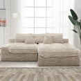 thumbnail image 3 of 118" Modular Sectional Sofa, Upholstered Plush Corduroy Compressed Couch for Living Room, Bedroom, Apartment, No Assembly Required, Beige, 3 of 7