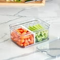 thumbnail image 4 of iDesign Plastic Refrigerator and Pantry Divided Bin, Modular Stacking Food Storage Box for Freezer, 8" x 6" x 4", Clear and White, 4 of 7