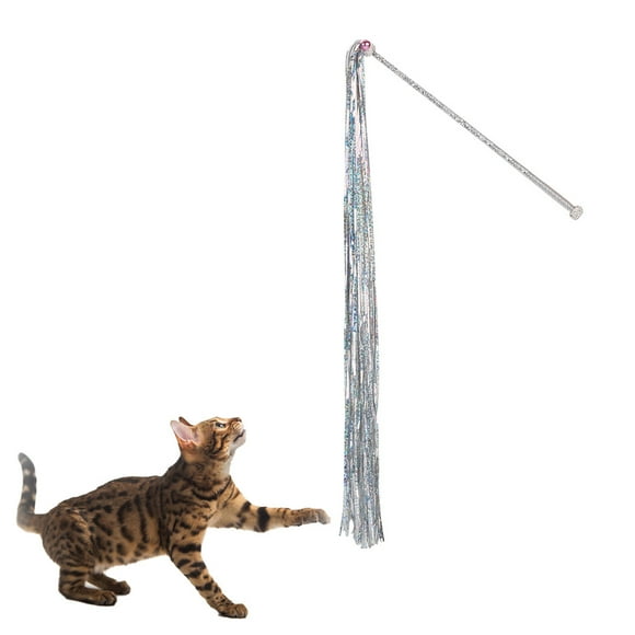 Cat Teaser Wand Lovely Glitter Crinkle Tassel Cat Teaser Toy Cat Interactive Toy
