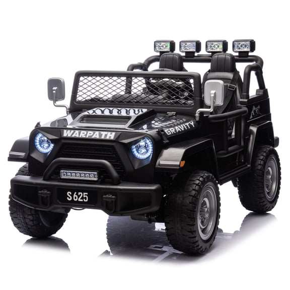 RJV 24V 4WD Kids Ride-On Truck, 2-Seater Electric Car with Parent Remote, 4x200W Motors, 3 Speeds, Bluetooth, LED Lights, Black