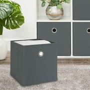 Mainstays Collapsible Fabric Cube Storage Bin, Soothing Grey