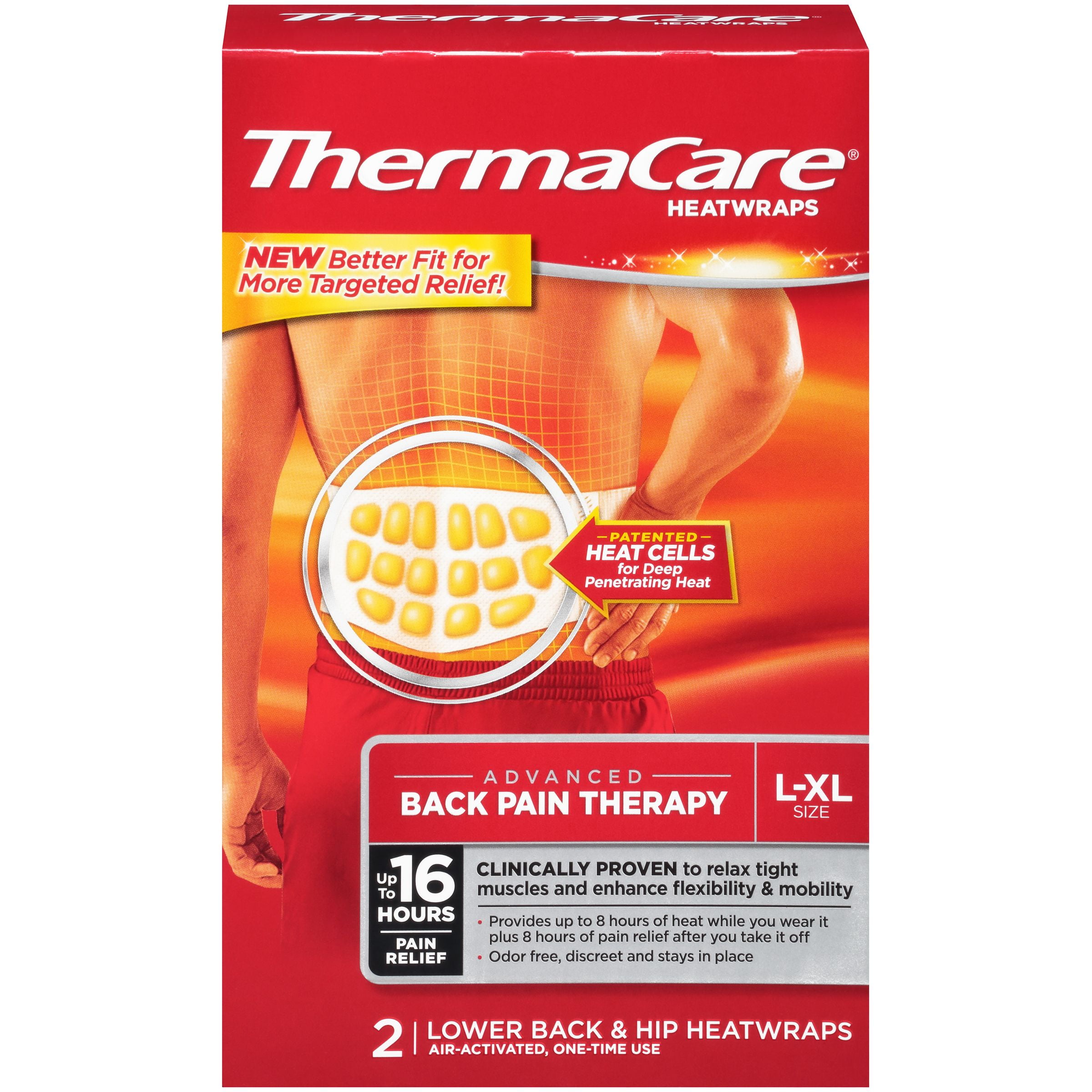 ThermaCare Advanced Back Pain Therapy (1 Count, L-XL Size) Heatwrap, Up to 16 Hours Pain Relief, Lower Back, Hip Use, Temporary Relief of Muscular, Joint Pains