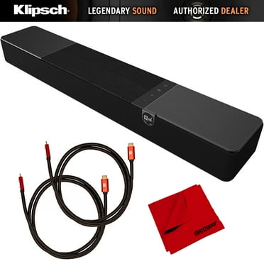 Klipsch Flexus CORE 100 2.1-Channel Dolby Atmos Sound Bar Bundle with 2x Deco Gear 6FT Universal 4K HDMI 2.0 Cable and 6 x 6 inch Microfiber Cleaning Cloth