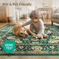 thumbnail image 4 of ODIKA 8'x10' Washable Area Rug Non-Shedding, Easy Care, Forest Vintage Bold Distressed Damask Decorative Sage Alfombra for King Size Bedroom Under Bed, Master Suite, 4 of 7