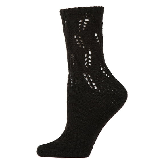 MeMoi Women's Pointelle Sweater Knit Cozy Soft Crew Socks - Womens - Female, One Size, Black