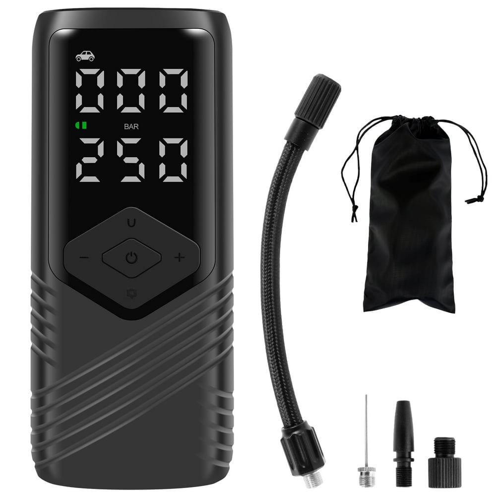 Portable Tire Inflator, 150 PSI Cordless Air Compressor with Digital Pressure Gauge and LED Light, for Car, Motorcycle, Bike Tires, and Balls